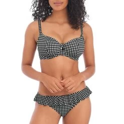 Bas De Maillot De Bain Vichy à Volants Check In -Freedive Soldes bas de maillot de bain vichy a volants check in 2