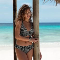 Bas De Maillot De Bain Vichy à Volants Check In -Freedive Soldes bas de maillot de bain vichy a volants check in 4