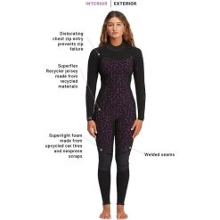Billabong Combinaison De Surf Synergy 4/3mm- Zip Poitrine - Noir Femmes -Freedive Soldes combinaison de surf synergy 43mm zip poitrine noir femmes 5