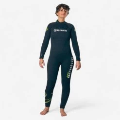 Combinaison Plongée Aqualung Femme Néoprène 5,5mm - WAVE Noir/Jaune