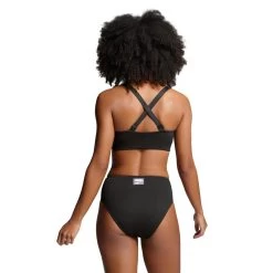 Haut De Bikini à Encolure Côtelée Dégagée Pour Femme PUMA Noir -Freedive Soldes haut de bikini a encolure cotelee degagee pour femme puma noir 2