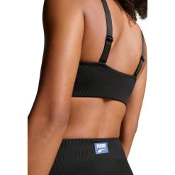 Haut De Bikini à Encolure Côtelée Dégagée Pour Femme PUMA Noir -Freedive Soldes haut de bikini a encolure cotelee degagee pour femme puma noir 4