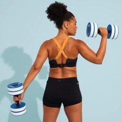 Haut De Maillot De Bain Aquagym-aquabike Femme Elea Noir Ocre -Freedive Soldes haut de maillot de bain aquagym aquabike femme elea noir ocre 2