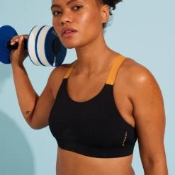 Haut De Maillot De Bain Aquagym-aquabike Femme Elea Noir Ocre