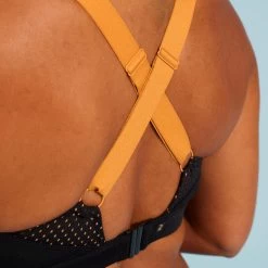 Haut De Maillot De Bain Aquagym-aquabike Femme Elea Noir Ocre -Freedive Soldes haut de maillot de bain aquagym aquabike femme elea noir ocre 4