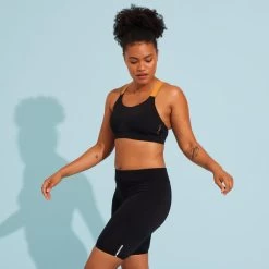 Haut De Maillot De Bain Aquagym-aquabike Femme Elea Noir Ocre -Freedive Soldes haut de maillot de bain aquagym aquabike femme elea noir ocre 6