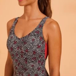 Maillot De Bain 1 Pièce Aquagym Femme Zoey Daisy Noir -Freedive Soldes maillot de bain 1 piece aquagym femme zoey daisy noir 6