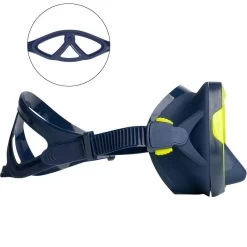 Masque De Plongée Sous Marine SCD 500 V2 Mono-hublot Jupe Bleue Cerclage Jaune -Freedive Soldes masque de plongee sous marine scd 500 v2 mono hublot jupe bleue cerclage jaune 2