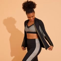 Tee Shirt Zippé Manches Longes Femme Aquagym Aquabike LIA KAKI -Freedive Soldes tee shirt zippe manches longes femme aquagym aquabike lia kaki 4