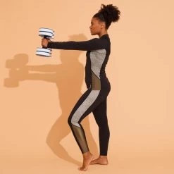 Tee Shirt Zippé Manches Longes Femme Aquagym Aquabike LIA KAKI -Freedive Soldes tee shirt zippe manches longes femme aquagym aquabike lia kaki 6